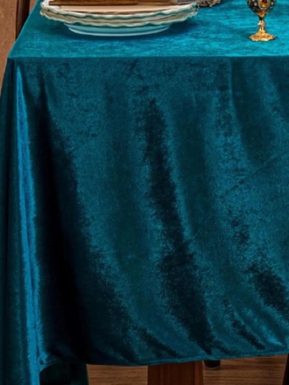 Luxurious Velvet Tablecloth Rectangular (60x102”) PEACOCK BLUE